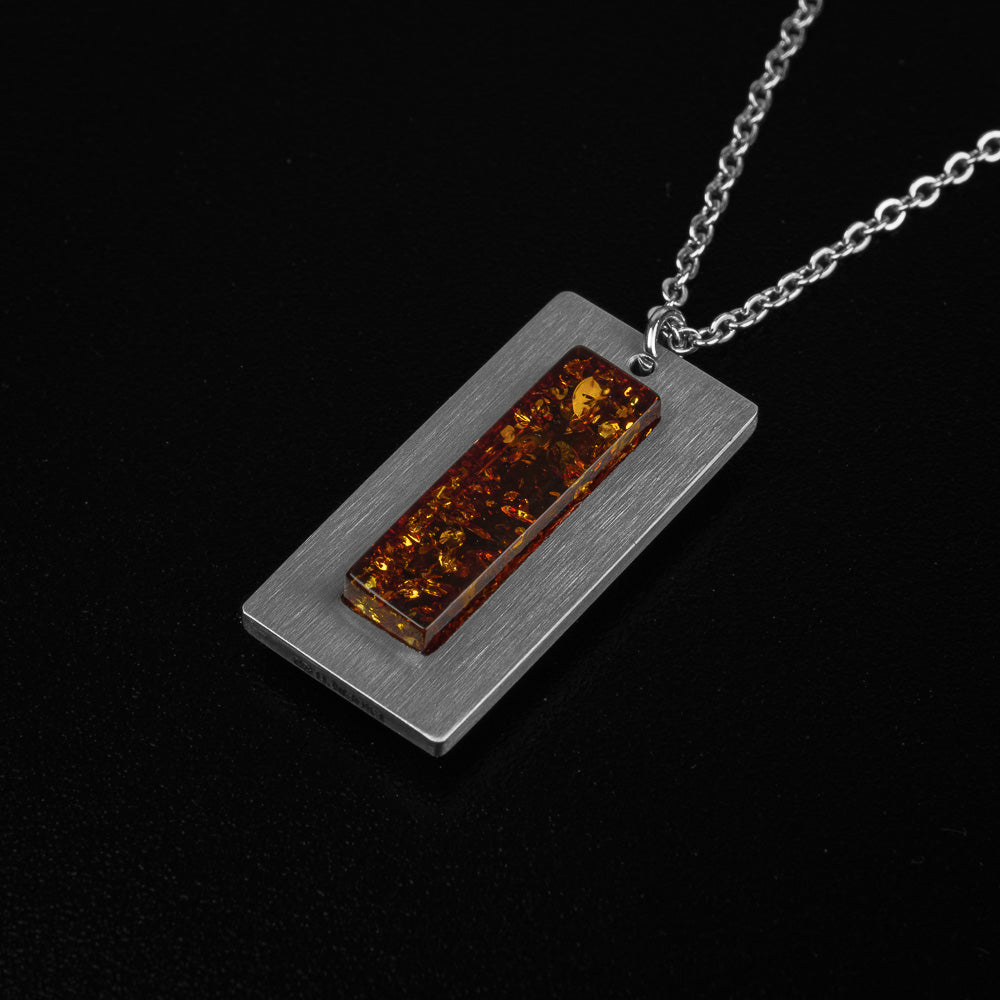 Zawieszka Tytanowa - Prostokąt Koniak