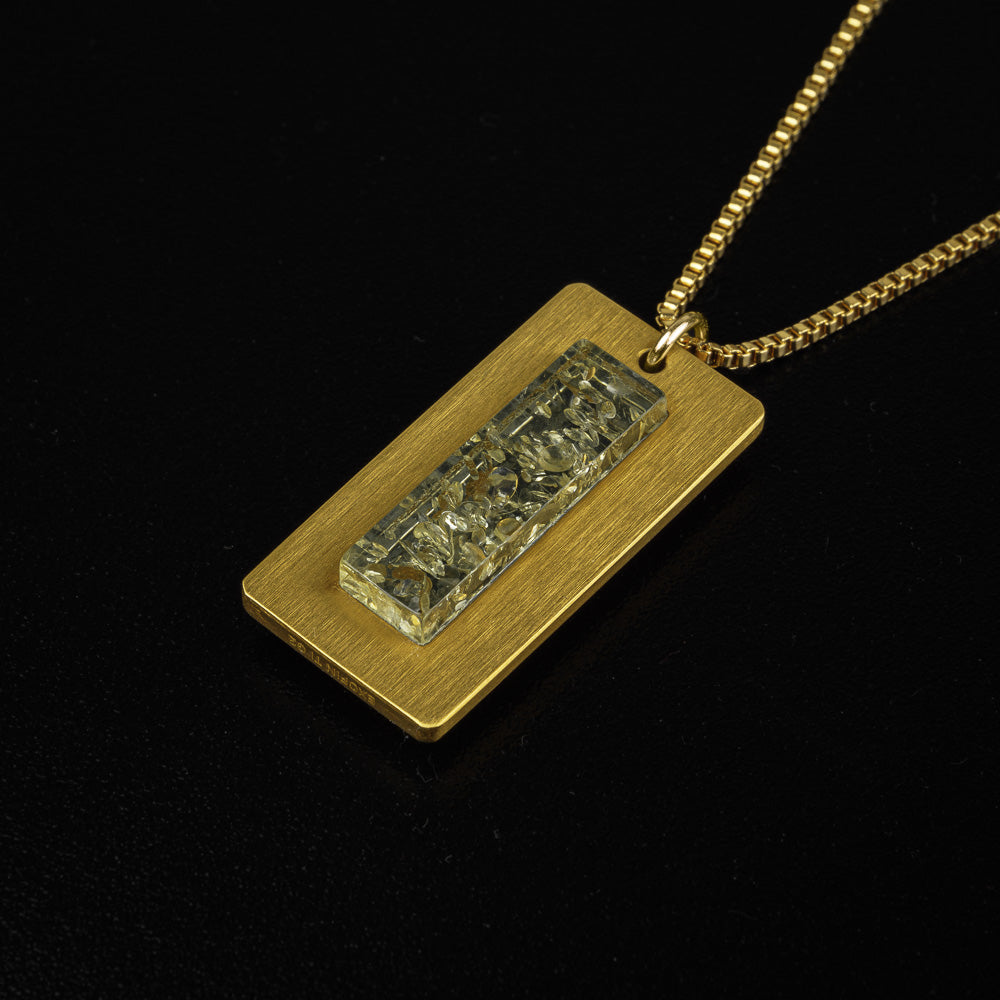 Zawieszka Tytanowa - Prostokąt Cytryna Gold