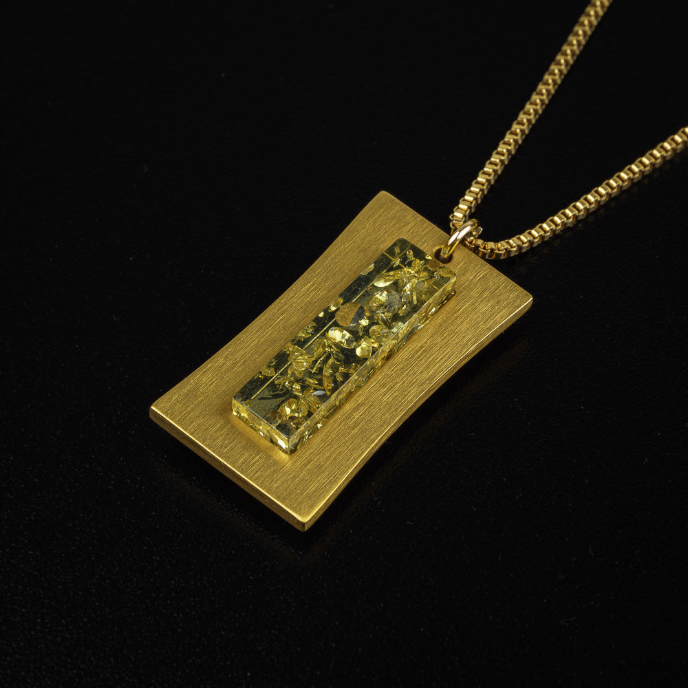 Zawieszka Tytanowa - Klepsydra Cytryna Gold