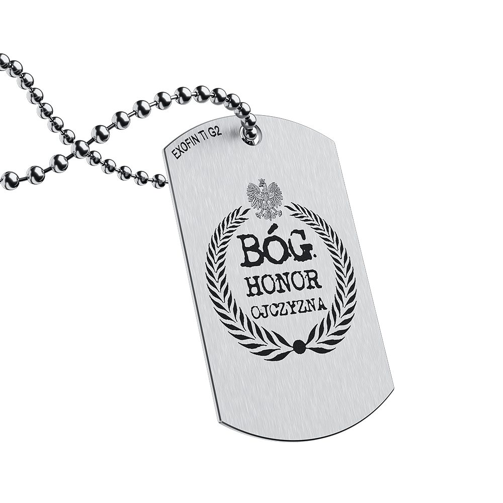 Nieśmiertelnik tytanowy - Bóg Honor Ojczyzna