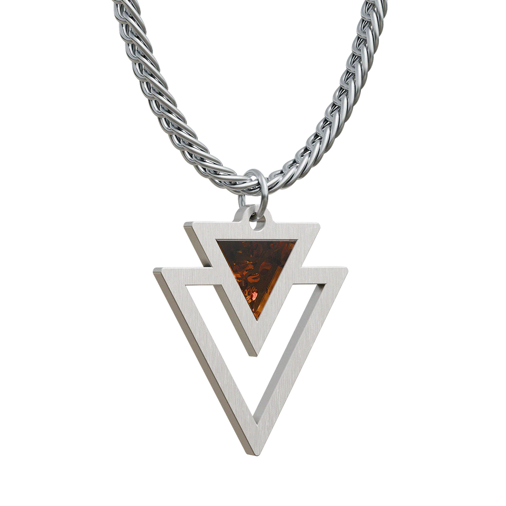 Zawieszka Tytanowa - Double Triangle Amber